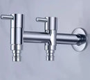 Modern chrome brass double handle garden faucet for outdoor and laundry by Decorbites