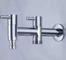 Modern chrome brass double handle garden faucet for outdoor and laundry by Decorbites