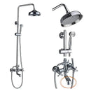 GobekUsa Dual Handle Chrome Brass Shower Mixer System with 8" Rainfall Shower Head