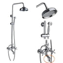 GobekUsa Dual Handle Chrome Brass Shower Mixer System with 8" Rainfall Shower Head