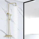 GobekUsa Dual Handle Chrome Brass Shower Mixer System with 8" Rainfall Shower Head