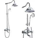 GobekUsa Dual Handle Chrome Brass Shower Mixer System with 8" Rainfall Shower Head