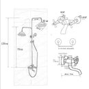 GobekUsa Dual Handle Chrome Brass Shower Mixer System with 8" Rainfall Shower Head