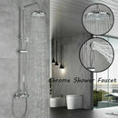 GobekUsa Dual Handle Chrome Brass Shower Mixer System with 8" Rainfall Shower Head