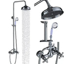 GobekUsa Dual Handle Chrome Brass Shower Mixer System with 8" Rainfall Shower Head