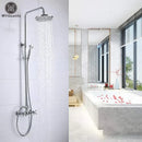 GobekUsa Dual Handle Chrome Brass Shower Mixer System with 8" Rainfall Shower Head