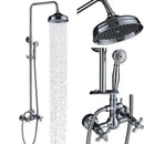 GobekUsa Dual Handle Chrome Brass Shower Mixer System with 8" Rainfall Shower Head
