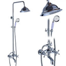GobekUsa Dual Handle Chrome Brass Shower Mixer System with 8" Rainfall Shower Head