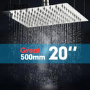 GobekUsa 20" Chrome Brass Square Rain Shower Head - Wall Mounted Bathroom Shower Head