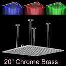 GobekUsa 20" LED Rainfall Shower Head in Chrome & Brushed Nickel