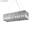 GobekUsa Modern Chrome Chandelier with Crystal Shade - 8 Light Rectangle Ceiling Fixture for Living Room