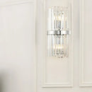 GobekUsa Clear Crystal Cylinder Wall Sconce in Chrome - Contemporary 2 Light Bedroom Lighting Fixture