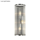 GobekUsa Modern Chrome Wall Sconce Fixture with Clear Crystal Shade - 3-Light Bedroom Wall Light