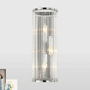 GobekUsa Modern Chrome Wall Sconce Fixture with Clear Crystal Shade - 3-Light Bedroom Wall Light