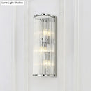 GobekUsa Modern Chrome Wall Sconce Fixture with Clear Crystal Shade - 3-Light Bedroom Wall Light