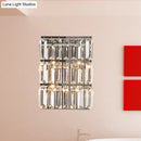 GobekUsa Modern Chrome 4-Light Clear Crystal Wall Lamp - Elegant Rectangle Wall Lighting Fixture