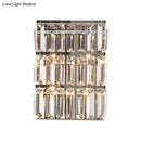 GobekUsa Modern Chrome 4-Light Clear Crystal Wall Lamp - Elegant Rectangle Wall Lighting Fixture