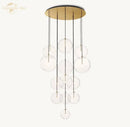 GobekUsa Clear Glass Globe Cluster Chandeliers Pendant Lights for Living Room and Staircase