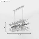 GobekUsa Modern Chrome Crystal Beaded Sprig Island Pendant Light with 12 Bulbs for Kitchen Hanging