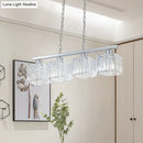 GobekUsa Simple Style Crystal Block Hanging Lamp Kit - 4-Light Chrome Island Fixture