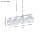 GobekUsa Simple Style Crystal Block Hanging Lamp Kit - 4-Light Chrome Island Fixture