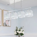 GobekUsa Simple Style Crystal Block Hanging Lamp Kit - 4-Light Chrome Island Fixture