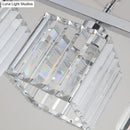 GobekUsa Simple Style Crystal Block Hanging Lamp Kit - 4-Light Chrome Island Fixture