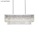 GobekUsa Simple Clear Crystal Block Island Light - 10 Lights - Rectangular Pendant, 31.5"/39" Wide