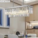 GobekUsa Simple Clear Crystal Block Island Light - 10 Lights - Rectangular Pendant, 31.5"/39" Wide