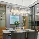 GobekUsa Simple Clear Crystal Block Island Light - 10 Lights - Rectangular Pendant, 31.5"/39" Wide