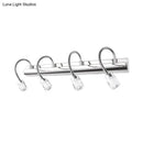 GobekUsa Modernist Crystal Vanity Wall Sconce with Gooseneck Arm - Clear Cylinder Shape, 3 Lights, 12.5"/18" W, Chrome