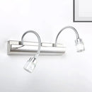 GobekUsa Modernist Crystal Vanity Wall Sconce with Gooseneck Arm - Clear Cylinder Shape, 3 Lights, 12.5"/18" W, Chrome
