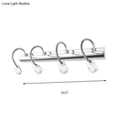 GobekUsa Modernist Crystal Vanity Wall Sconce with Gooseneck Arm - Clear Cylinder Shape, 3 Lights, 12.5"/18" W, Chrome