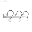 GobekUsa Modernist Crystal Vanity Wall Sconce with Gooseneck Arm - Clear Cylinder Shape, 3 Lights, 12.5"/18" W, Chrome