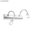 GobekUsa Modernist Crystal Vanity Wall Sconce with Gooseneck Arm - Clear Cylinder Shape, 3 Lights, 12.5"/18" W, Chrome