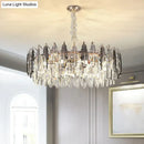 GobekUsa Modern Drum Pendant Light with Clear K9 Crystal - 9 Head Island Lighting for Living Room