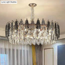 GobekUsa Modern Drum Pendant Light with Clear K9 Crystal - 9 Head Island Lighting for Living Room
