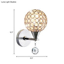 GobekUsa Modern Chrome Wall Light with Crystal Encrusted Globe, 1 Head