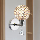 GobekUsa Modern Chrome Wall Light with Crystal Encrusted Globe, 1 Head