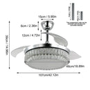 GobekUsa Crystal Fan Chandelier LED Light Retractable Blades Dimmable Remote Modern Home Decor