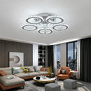 GobekUsa Crystal Flush Mount Chandelier: App Dimmable Rings Shape Ceiling Light