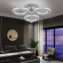 GobekUsa Crystal Flush Mount Chandelier: App Dimmable Rings Shape Ceiling Light