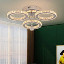 GobekUsa Crystal Flush Mount Chandelier: App Dimmable Rings Shape Ceiling Light