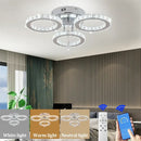 GobekUsa Crystal Flush Mount Chandelier: App Dimmable Rings Shape Ceiling Light