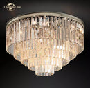 GobekUsa Crystal Flushmount Chandelier - Modern Ceiling Light for Living Room