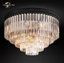 GobekUsa Crystal Flushmount Chandelier - Modern Ceiling Light for Living Room
