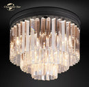 GobekUsa Crystal Flushmount Chandelier - Modern Ceiling Light for Living Room
