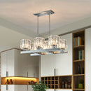 GobekUsa Modern Chrome Crystal Island Light with 6 Cylinder Heads - Perfect for Dining Tables