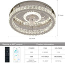 GobekUsa Crystal LED Ceiling Fan with Remote Control Flush Mount Profile