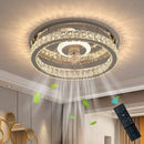GobekUsa Crystal LED Ceiling Fan with Remote Control Flush Mount Profile